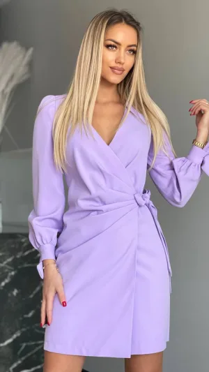 Emma- Lawendowa sukienka wiązana na boku